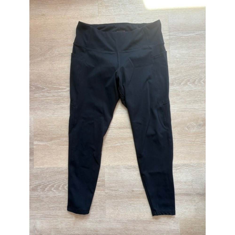 Danskin Womens Black High Rise Active Leggings with Side Pockets Size Large